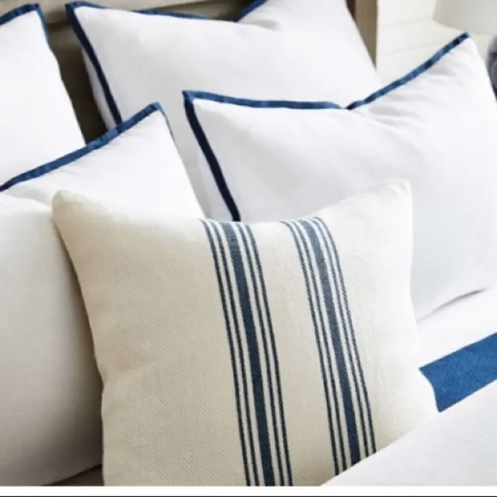 Pottery Barn Belgian Flax Linen Contrast Euro Sham